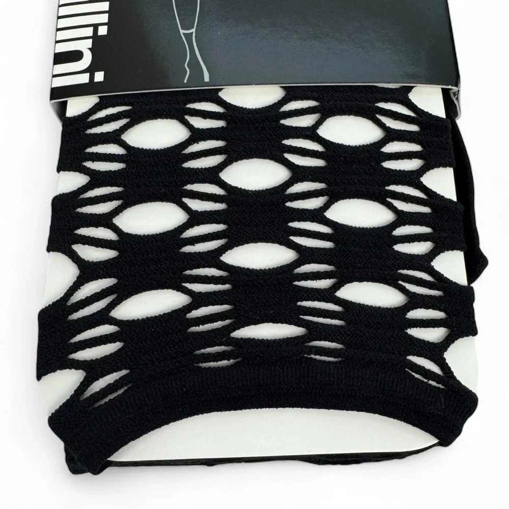 Emilio Cavallini Tights‎ Black Geo Net Womens Size M/L Openwork Footless Tights